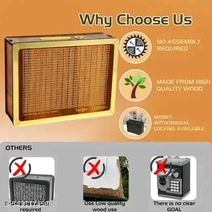 1 Lakh Wooden Money Piggi Bank for Kids - Image 3